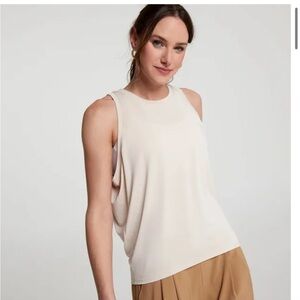 CALIA Draped Wedge Tank Top - Cream size S NWT